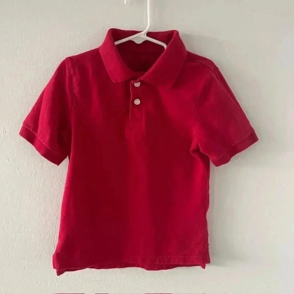 The Children's Place Boys' Short Sleeve Soft Jersey Knit Polo - Red - Size 5-6